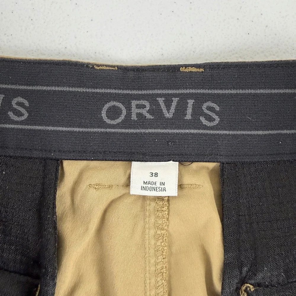 Orvis Mens Tan Cargo Shorts Size 38 Performance Quick Dry Hiking Outdoor Utility